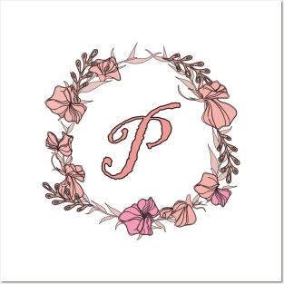 Letter P Rose Pink Initial Monogram - Letter p Posters and Art